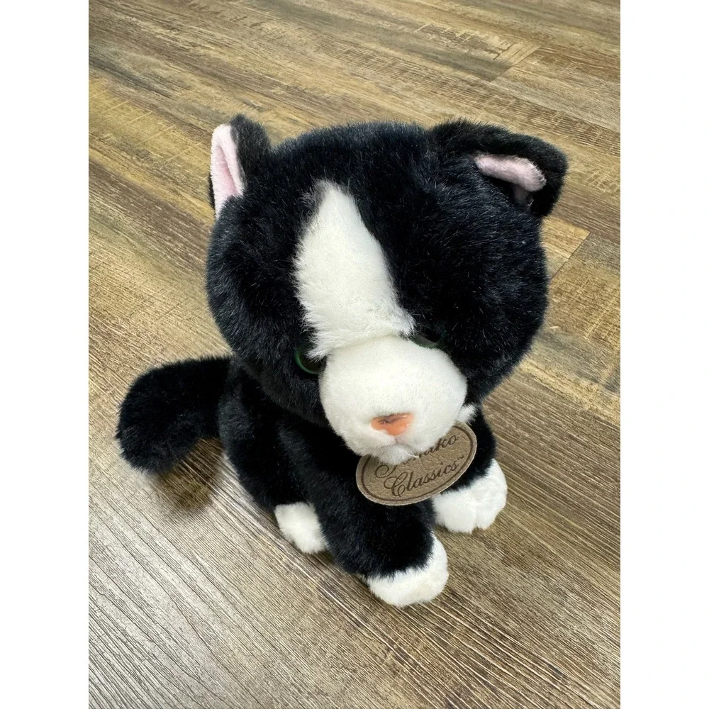 Russ‎ Berrie Yomiko Classics Black White Tuxedo Cat Plush Stuffed Animal 35748